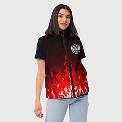 Женский жилет Герб РФ - красное пламя, цвет: 3D-черный — фото 2