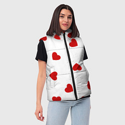 Женский жилет Красные сердечки на белом, цвет: 3D-черный — фото 2