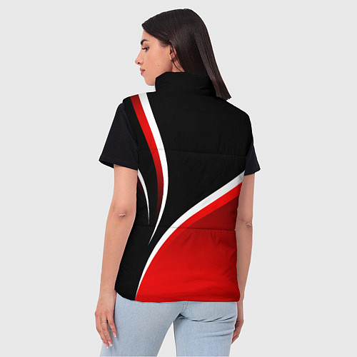 Женский жилет Кавасаки - красные волны / 3D-Светло-серый – фото 4