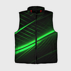 Женский жилет Зеленые полосы на черном фоне, цвет: 3D-красный