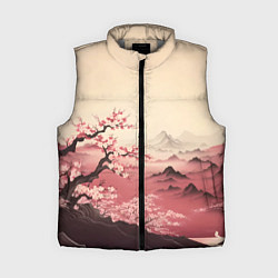 Женский жилет Сакура в горах, цвет: 3D-светло-серый