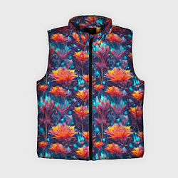 Женский жилет Футуристические цветы узор, цвет: 3D-черный