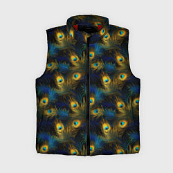 Женский жилет Перья павлина на черном фоне, цвет: 3D-красный