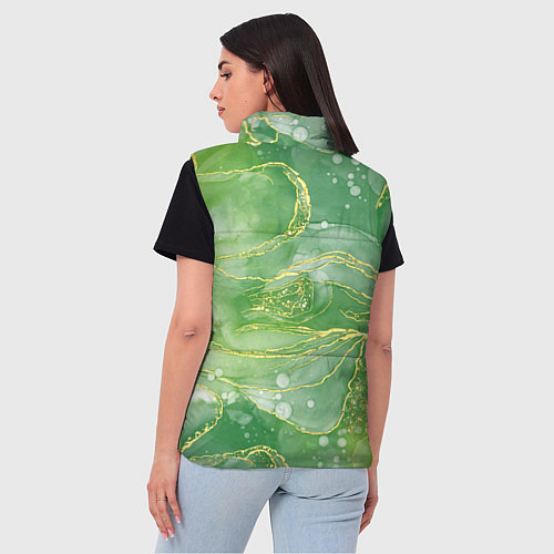 Женский жилет Абстрактный зеленый мрамор с золотым / 3D-Светло-серый – фото 4