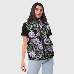 Женский жилет Цветы с черепами, цвет: 3D-черный — фото 2