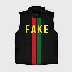 Женский жилет Fake зелёная и красная полосы