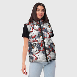 Женский жилет Зимний паттерн со снеговиками, цвет: 3D-светло-серый — фото 2
