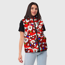 Женский жилет Новогодний паттерн с дедами морозами, цвет: 3D-светло-серый — фото 2