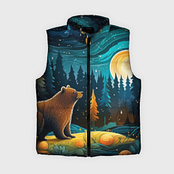 Женский жилет Хозяин тайги: медведь в лесу, цвет: 3D-черный