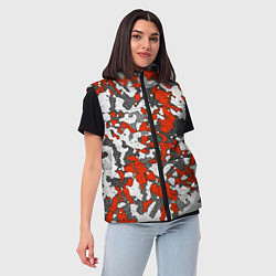 Женский жилет Абстракция серо-красная, цвет: 3D-светло-серый — фото 2