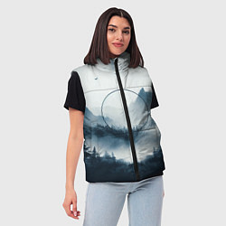 Женский жилет Утренние горы, цвет: 3D-черный — фото 2