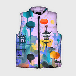 Женский жилет Фантазийный японский паттерн, цвет: 3D-черный
