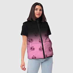 Женский жилет Черно-розовый градиент и хэллоуинские тыквы паттер, цвет: 3D-черный — фото 2