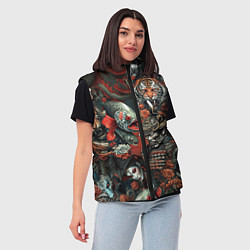 Женский жилет Татуировка ирезуми в японском стиле, цвет: 3D-черный — фото 2