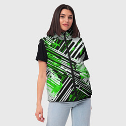 Женский жилет Киберпанк линии белые и зелёные, цвет: 3D-красный — фото 2