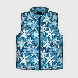 Женский жилет New Years pattern with snowflakes, цвет: 3D-светло-серый