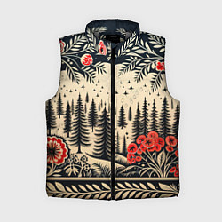Женский жилет Новогодний лес с узорами