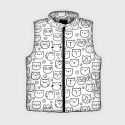 Женский жилет Коты дудл мордашки, цвет: 3D-светло-серый