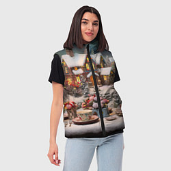 Женский жилет Объемные новогодние домики, цвет: 3D-черный — фото 2