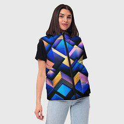 Женский жилет Неоновые абстрактные горы, цвет: 3D-светло-серый — фото 2