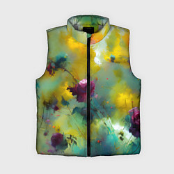 Женский жилет Абстрактные розы в пятнах краски, цвет: 3D-светло-серый