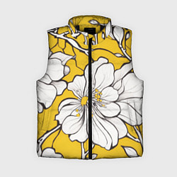 Женский жилет Японский паттерн цветов, цвет: 3D-черный