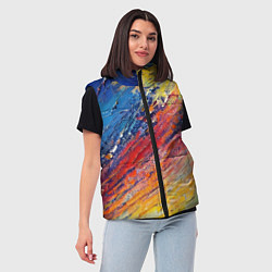 Женский жилет Смешение масляных красок синий жёлтый красный живо, цвет: 3D-черный — фото 2