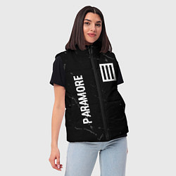 Женский жилет Paramore glitch на темном фоне вертикально, цвет: 3D-черный — фото 2
