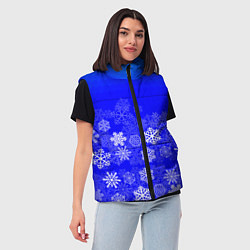 Женский жилет Снежинки на синем, цвет: 3D-светло-серый — фото 2
