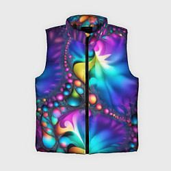 Женский жилет Розово синий фрактал, цвет: 3D-черный