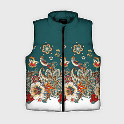 Женский жилет Индийский орнамент с птицами, цвет: 3D-черный