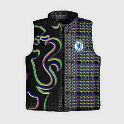 Женский жилет Chelsea fc glitch, цвет: 3D-черный