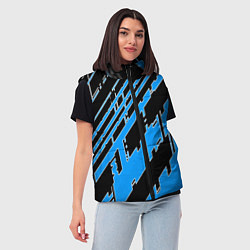 Женский жилет Синие линии на чёрном фоне, цвет: 3D-черный — фото 2