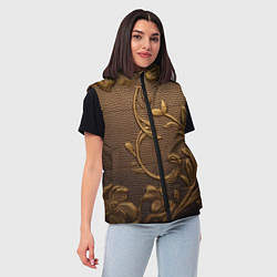 Женский жилет Золотые объемные узоры абстракт, цвет: 3D-красный — фото 2