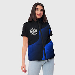 Женский жилет Герб РФ - глубокий синий, цвет: 3D-красный — фото 2