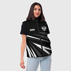 Женский жилет Russia - black and white geometry, цвет: 3D-красный — фото 2