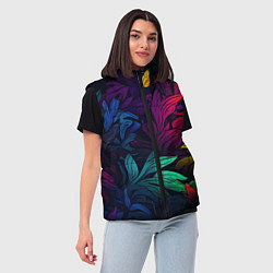 Женский жилет Яркие абстрактные листья, цвет: 3D-светло-серый — фото 2