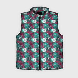 Женский жилет Черепа с цветочным орнаментом