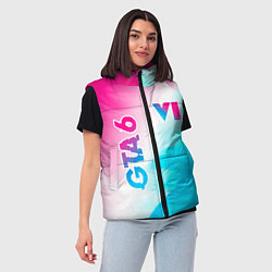 Женский жилет GTA 6 neon gradient style вертикально, цвет: 3D-черный — фото 2