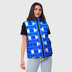 Женский жилет Синие и белые квадраты, цвет: 3D-светло-серый — фото 2