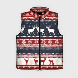 Женский жилет Олени белые и красные свитер новогодний, цвет: 3D-черный