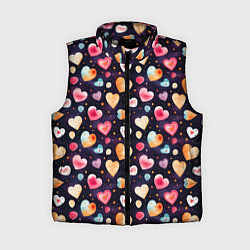 Женский жилет Паттерн с сердечками на Валентинов день, цвет: 3D-черный