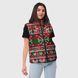 Женский жилет Вязанный орнамент узор, цвет: 3D-черный — фото 2