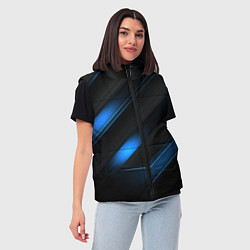 Женский жилет Синий неоновый яркий свет на черном абстрактном фо, цвет: 3D-красный — фото 2