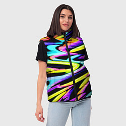 Женский жилет Экспрессивная неоновая абстракция, цвет: 3D-светло-серый — фото 2