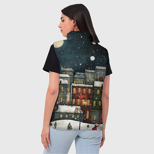 Женский жилет Новогодний рисованный город / 3D-Светло-серый – фото 4