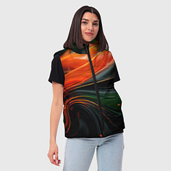 Женский жилет Оранжевая и зеленый абстракция, цвет: 3D-красный — фото 2