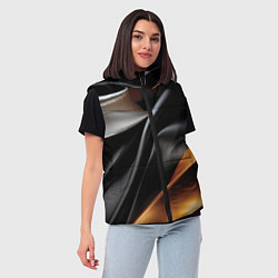Женский жилет Черная и оранжевая материя, цвет: 3D-светло-серый — фото 2