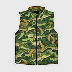 Женский жилет Камуфляж рыболова - рыба щука