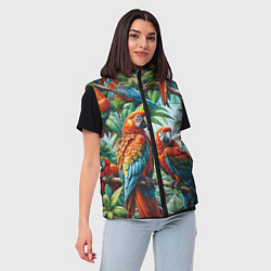 Женский жилет Попугаи Ара - тропики джунгли, цвет: 3D-светло-серый — фото 2